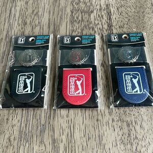 Set of 3 PGA Tour Golf Pocket Clip With Ball Marker - Red, Black, Blue